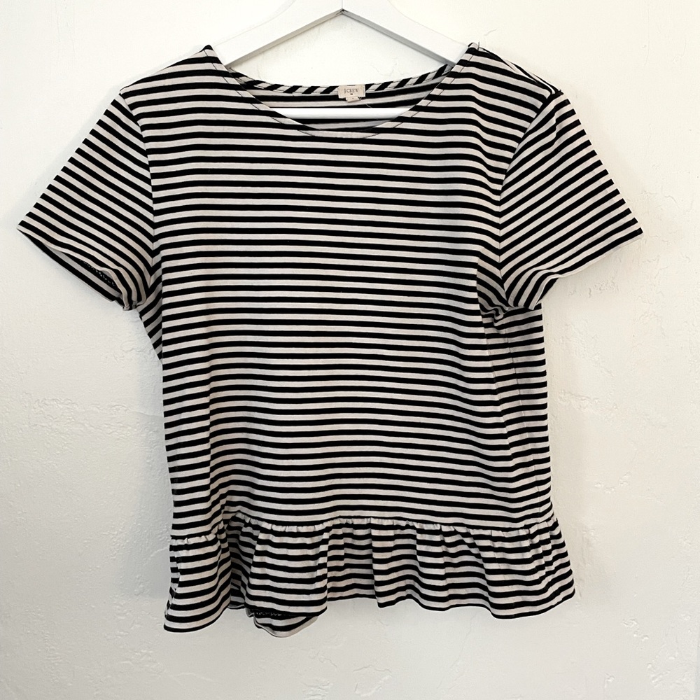 J. Crew Striped Peplum Top